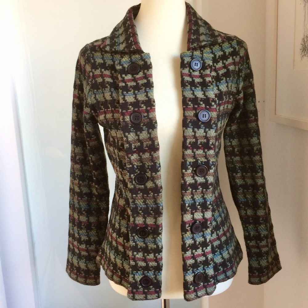 Anthropologie Shu Shu Houndstooth Sweater Jacket